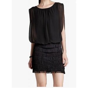 Adrianna Papell Black Fringe Dress